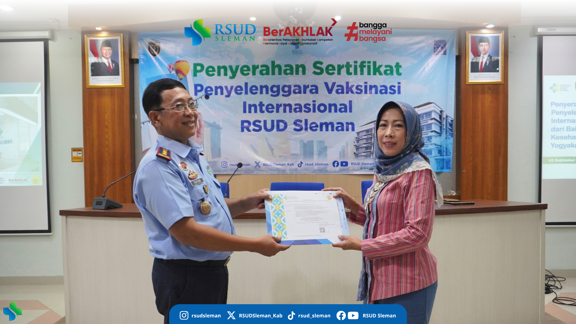 RSUD Sleman Terima Sertifikat Vaksinasi Internasional dari BKK Yogyakarta